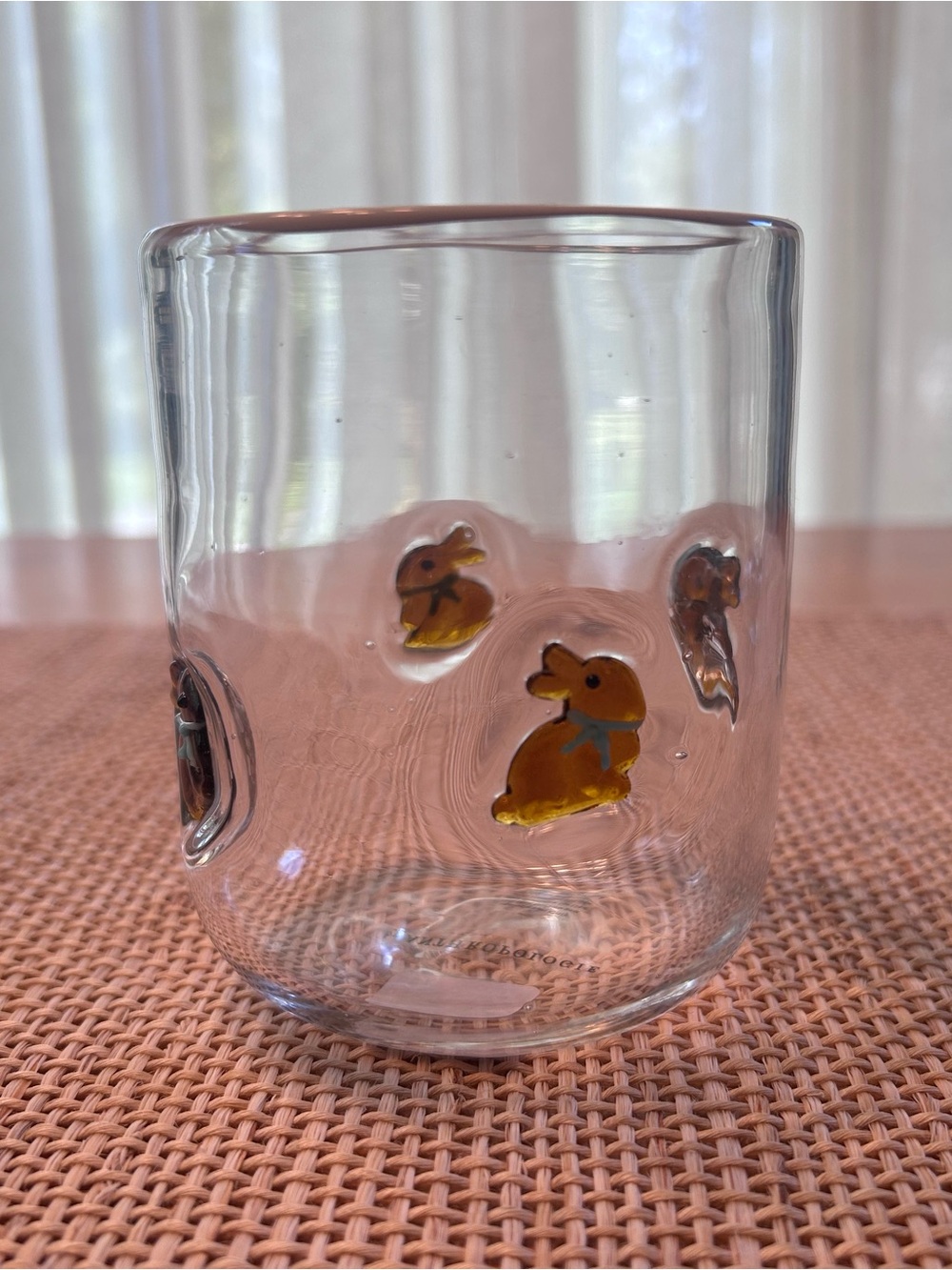 NWT Anthropologie Icon Juice Hand-Blown Glass w/Chocolate Easter Bunny. 17.25 oz